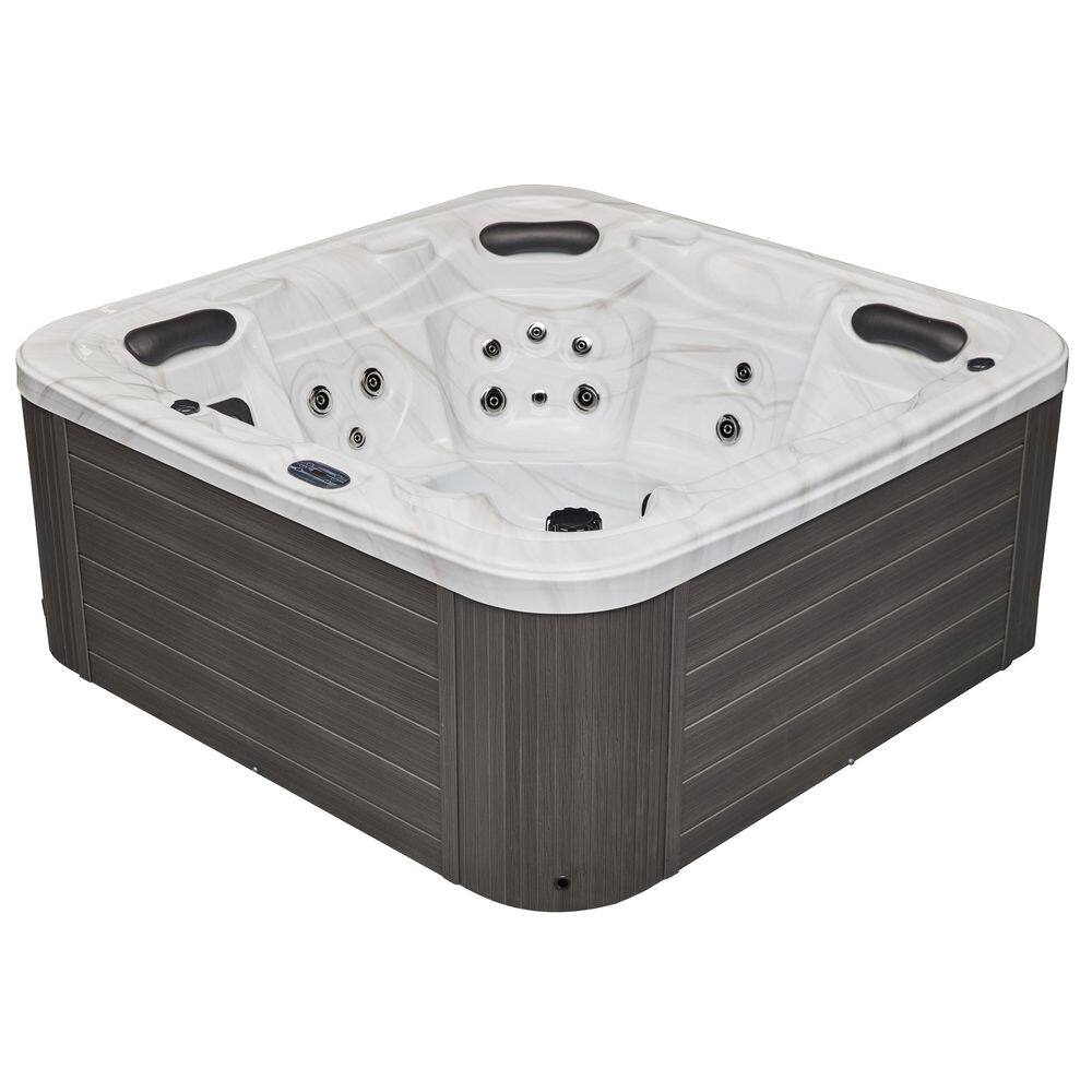 Gray and White 5-Person Luxury Hot Tub with Jets and Ozonator