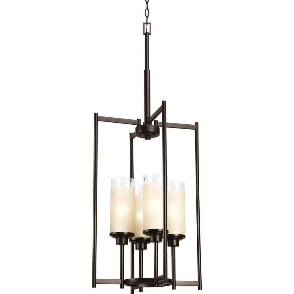 Antique Bronze Four-Light Drum Pendant Chandelier