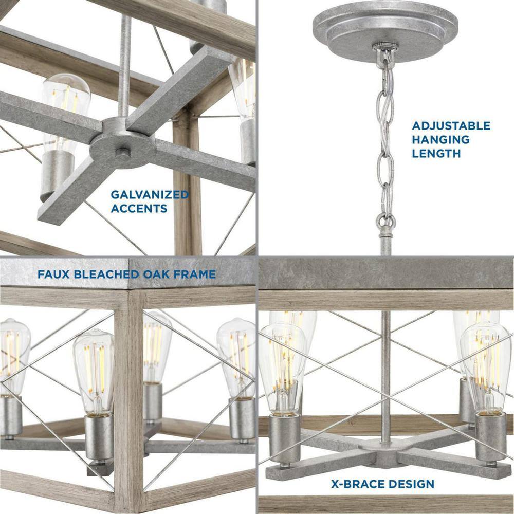 Briarwood Galvanized Finish Rectangular Rustic Chandelier