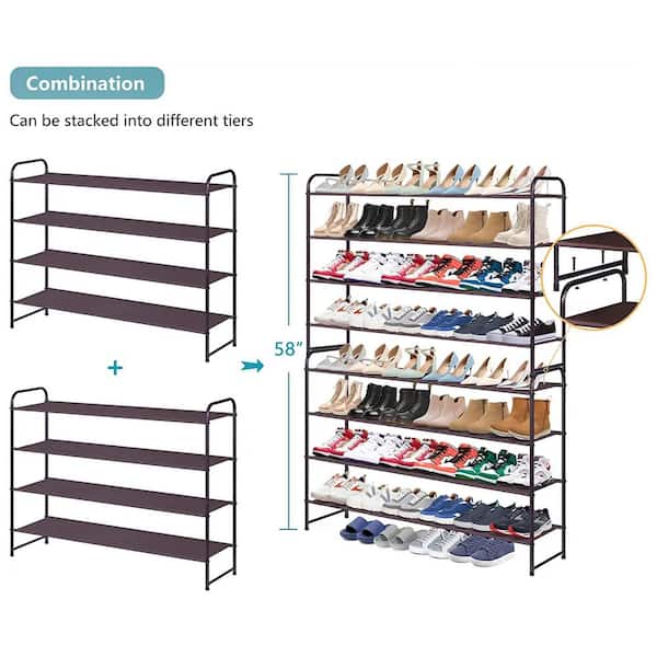 20-24 Pairs Shoes Storage Organizer Metal Stackable&Removable