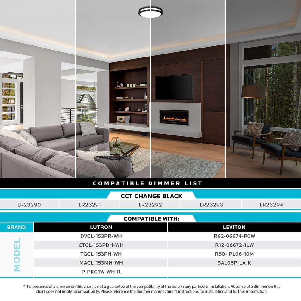 Matte Black 14" LED Flush Mount Ceiling Light with Color Temperature Control