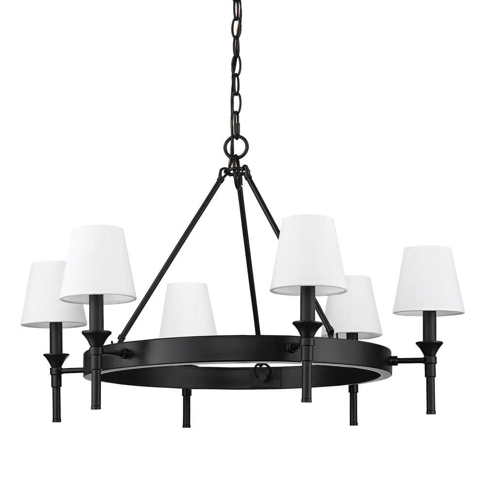 Edinburgh 30" Black Iron 6-Light Candle Chandelier