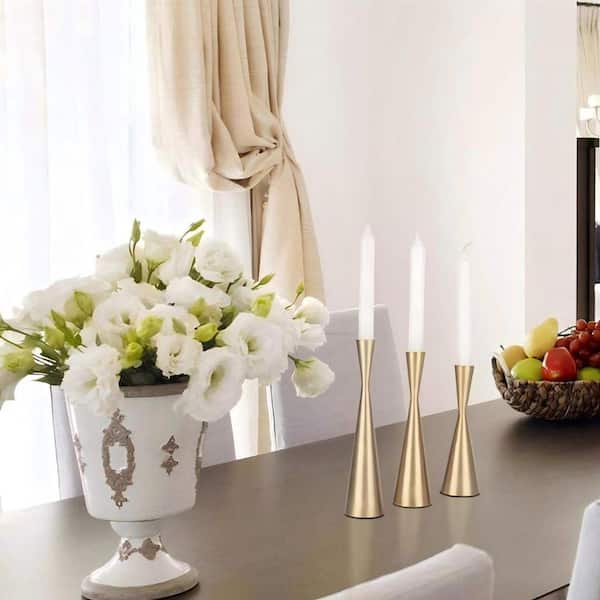 Decorative Gold Metal Candlestick Set of 3 HD868FF7QY - The Home Depot