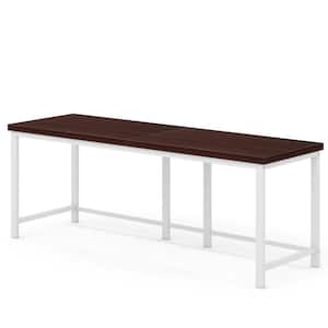 78.7 in. Rectangular Cherry and White Engineered Wood 2-Person Computer Desk Double Desk for Home Office