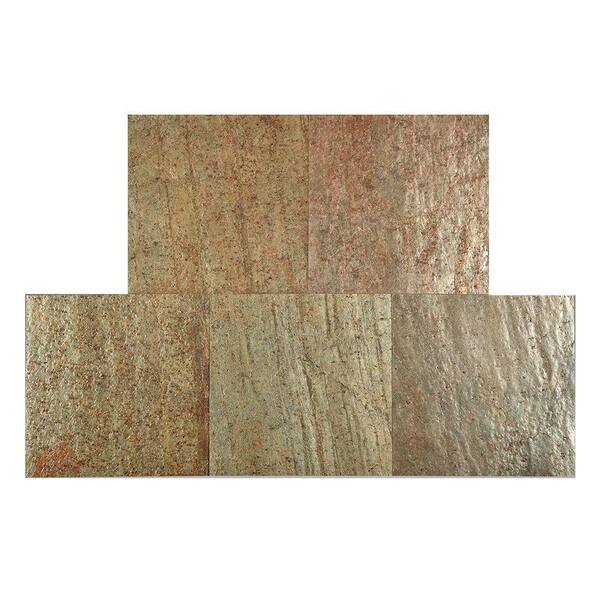 FastStone+ Copper 12 in. x 12 in. Slate Peel and Stick Wall Tile (5 sq. ft. / pack)