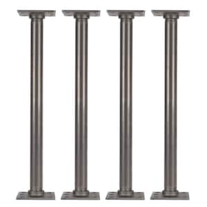 1 in. x 1.5 ft. L Black Steel Pipe Square Flange Table Leg Kit (Set of 4)