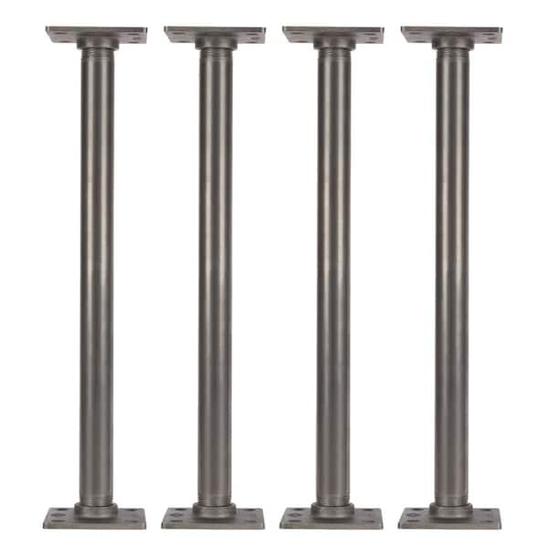 1 in. x 1.5 ft. L Black Steel Pipe Square Flange Table Leg Kit (Set of 4)