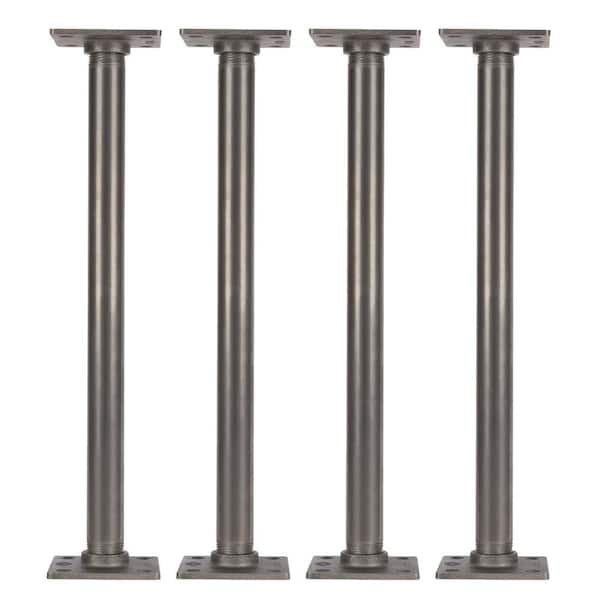 PIPE DECOR 1 in. x 1.5 ft. L Black Steel Pipe Square Flange Table Leg Kit (Set of 4)