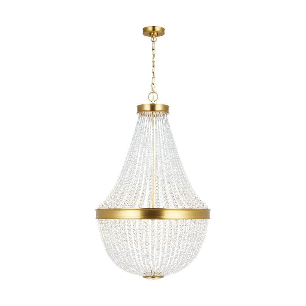 Burnished Brass 12-Light Empire Chandelier with Candelabra Bulbs