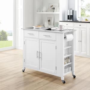 Savannah White with Stainless Steel Top Full-Size Kitchen Island