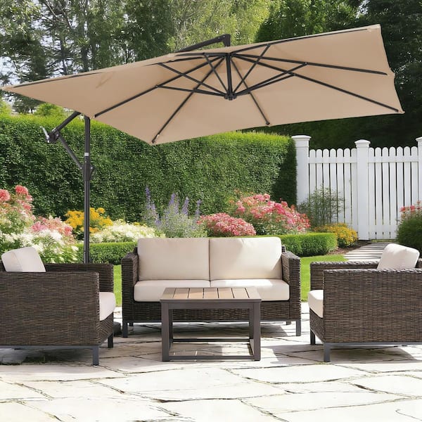 eight foot patio umbrella Galtech 779 8x11' Oval Deluxe Auto-Tilt Umbrella, Black / Natural