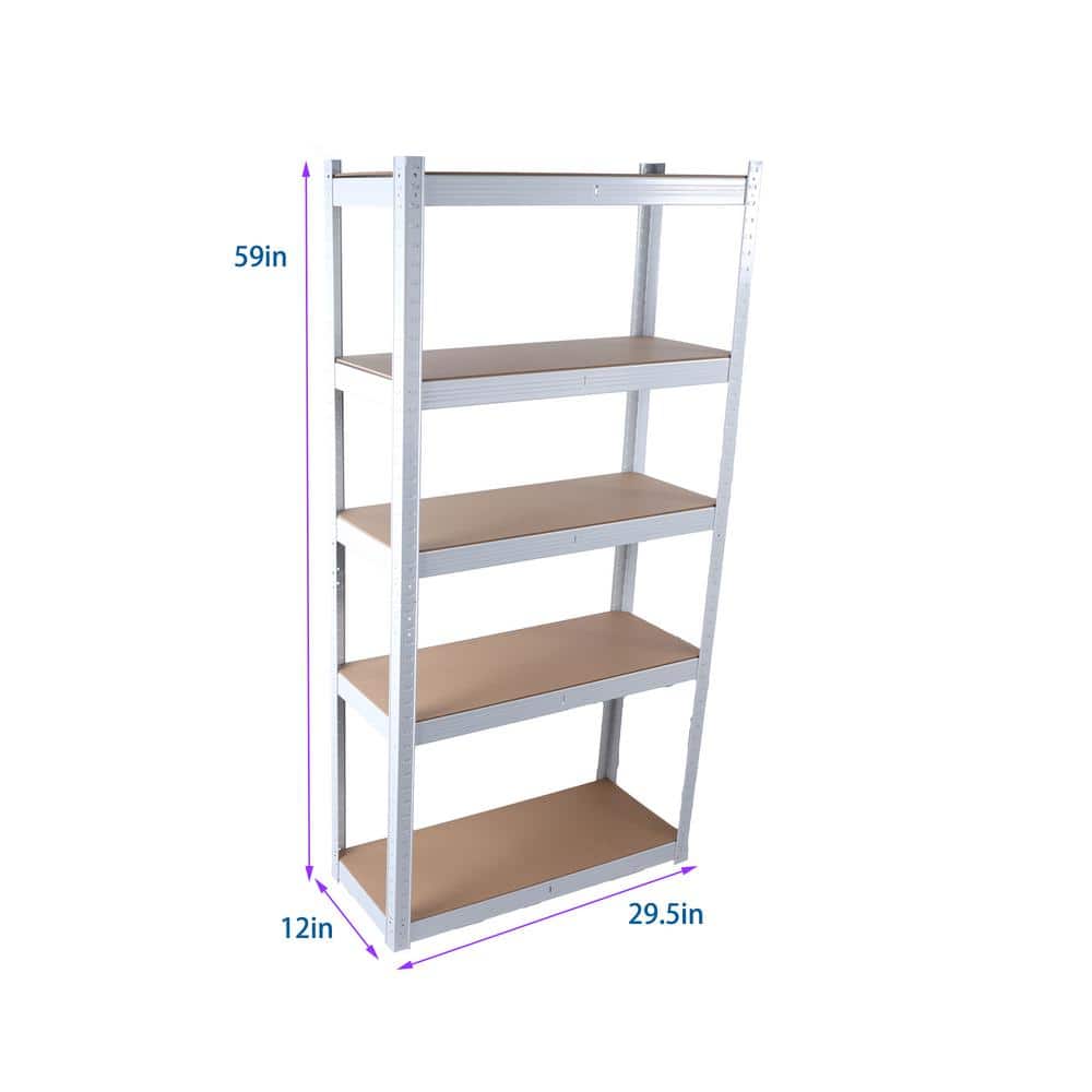 Tunearary 29 in. W x 12 in. D x 59 in. H 5-Tier Stackable Metal Heavy ...