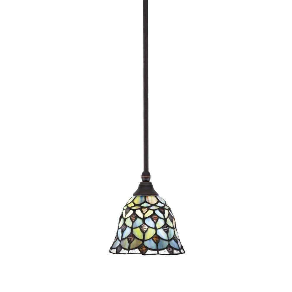 Sparta 100-Watt 1-Light Dark Granite Shaded Pendant Light with Crescent ...