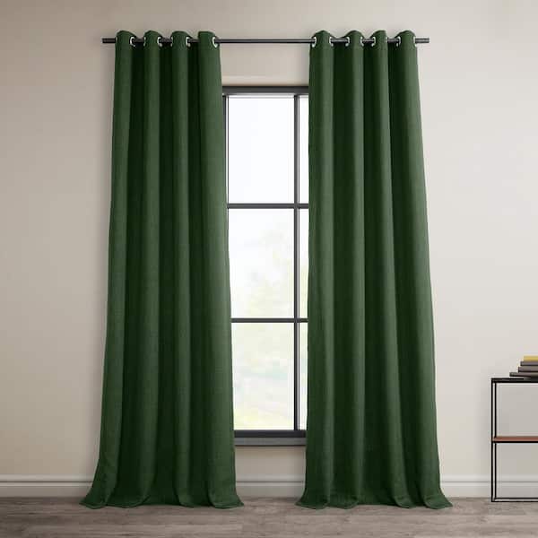 Exclusive Fabrics & Furnishings Key Green Faux Linen Grommet Room Darkening Curtain - 50 in. W x 108 in. L (1 Panel)