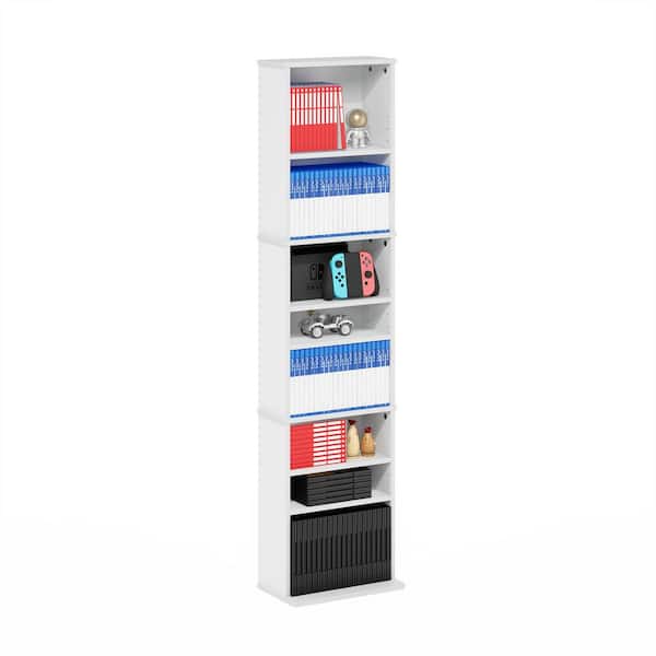 JAYA White 9-Shelf Multimedia Media Storage Tower Rack with Adjustable Shelves