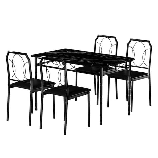 Wooden dining table best sale set with glass top