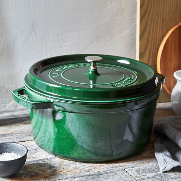 STAUB Cast Iron 7 qt. Round Enameled Cast Iron Dutch Oven - Basil
