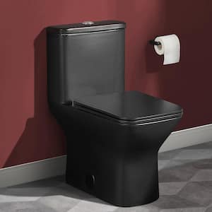 Carre 1-Piece 0.8/1.28 GPF Dual Flush Square Toilet in Matte Black, Seat Included