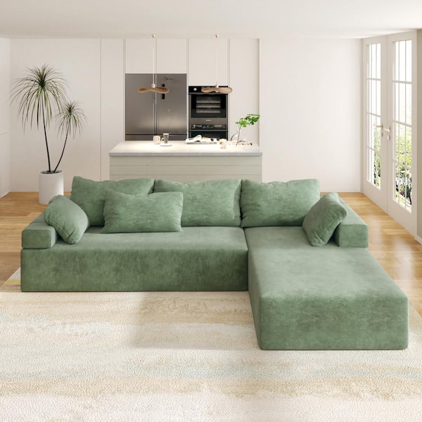 Unbranded 108 in. 2-piece Polyester L Shaped Modern Upholstered Sectional Sofa Free Combination Sofa Couch in. Green