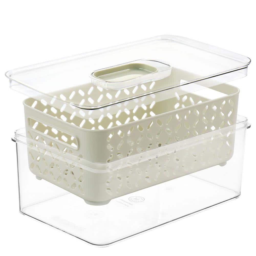 White BPA-Free Plastic Food Storage Container with Colander