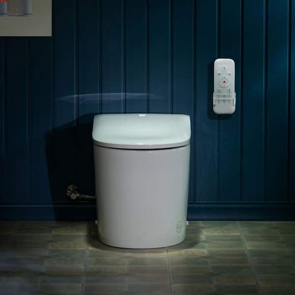 Elongated Smart Bidet Toilet 1.28 GPF in White w/ Auto Open/Close,Fragrance System,UV-Sterilized Nozzle and Foot Sensor