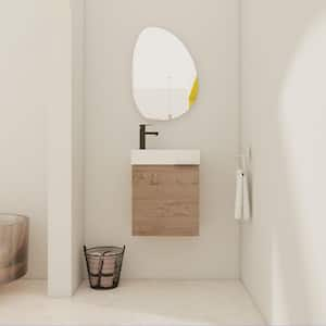 18.1 in. W x 10.3 in. D x 22.8 in. H Floating Bath Vanity in Imitative Oak with White Resin Top