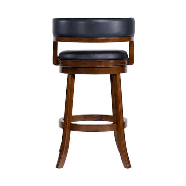 Balen Swivel Wood Bar Stool-Cappuccino Finish