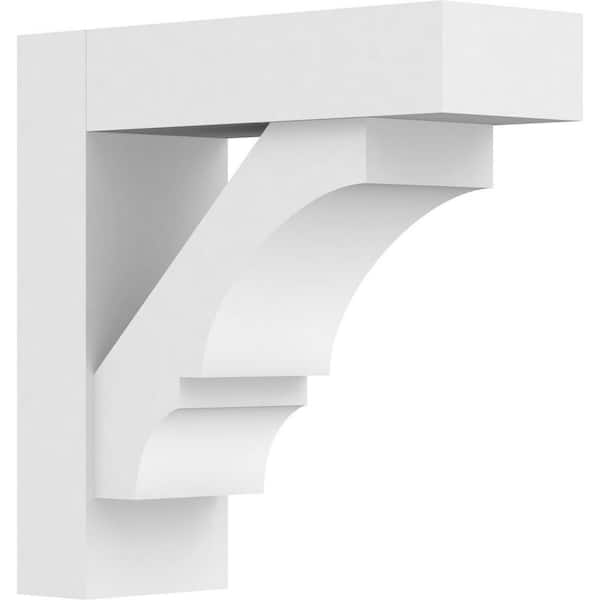 Ekena Millwork Standard Balboa 5 in. W x 14 in. H x 14 in. D Signature Urethane Polyurethane Bracket With Block Ends