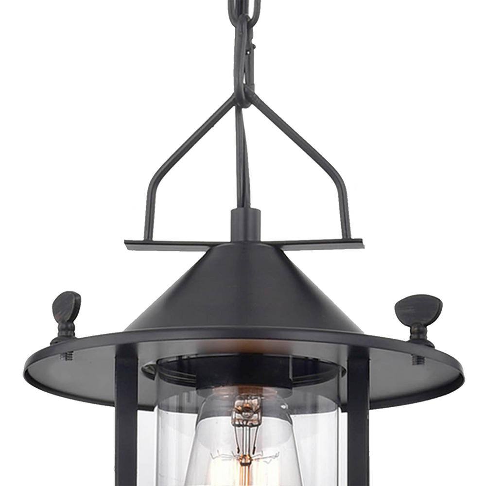 Modern Black and Brown 3-Light Chandelier with Glass Shades