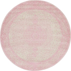 Pink 5 ft. Round Bromley Area Rug