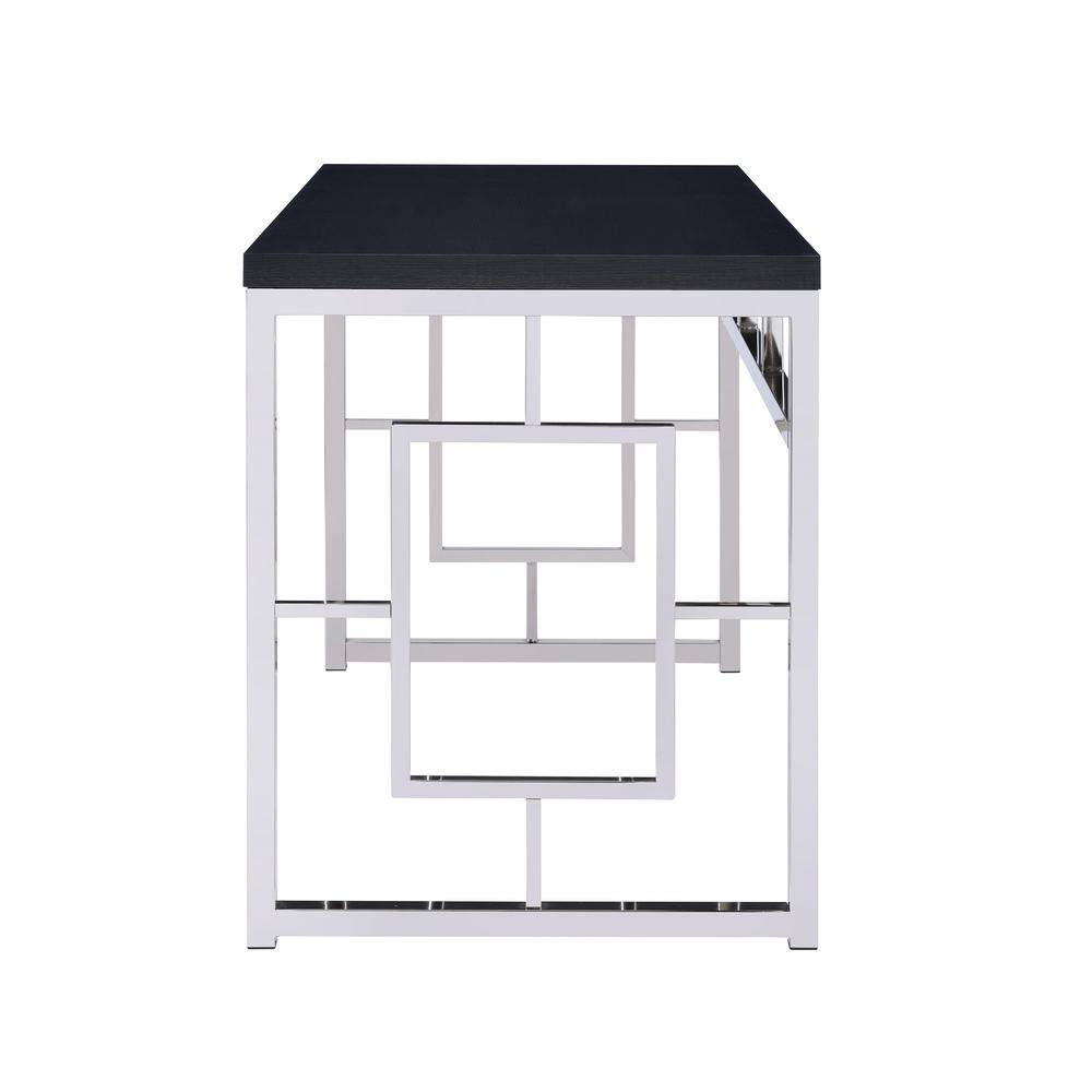 Cappuccino Faux Wood and Chrome Geometric Desk