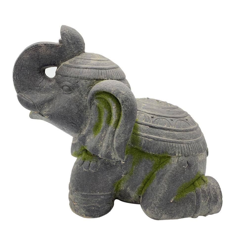 Mossy Polyresin Elephant Statue 16 in. H FB22633 The Home Depot