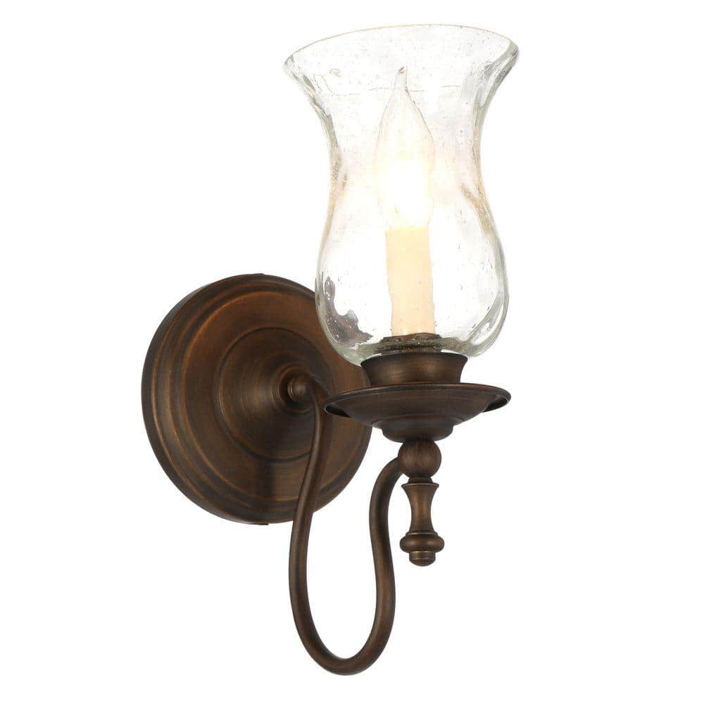 UPC 802513146912 product image for Grace 1-Light Rubbed Bronze Sconce with Seeded Glass Shade | upcitemdb.com