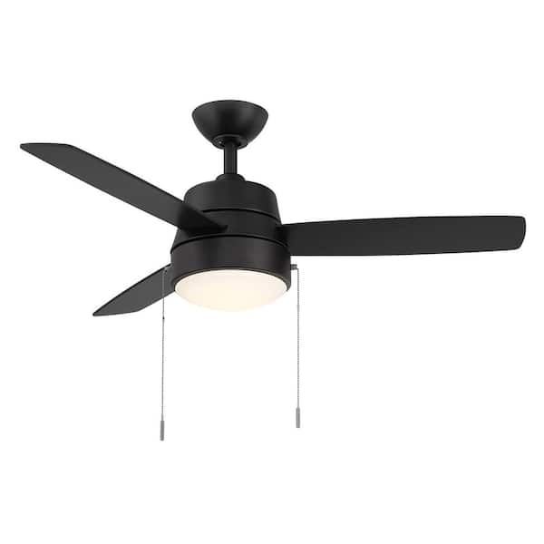 Hampton Bay Caprice 44 in. Integrated LED Indoor Matte Black Ceiling Fan with Light Kit