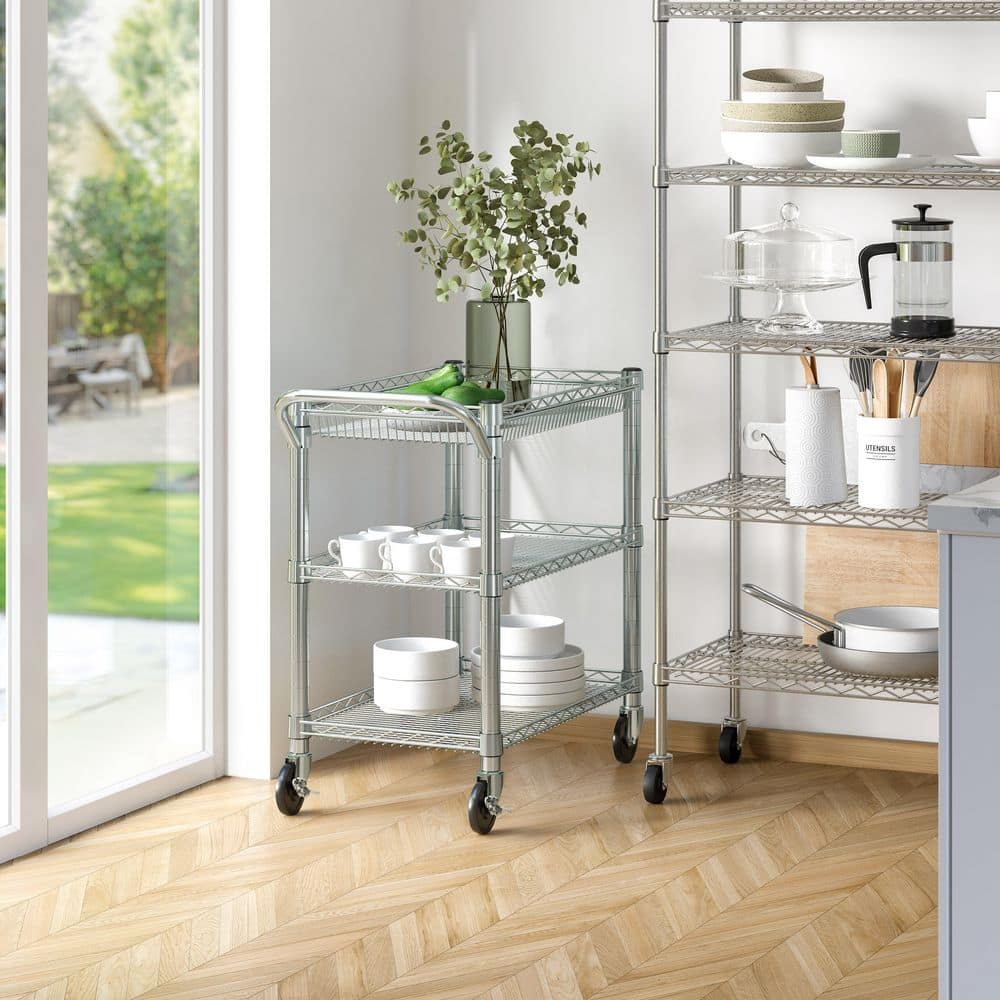 Heavy-Duty UltraZinc Steel Utility Cart with Adjustable Shelves