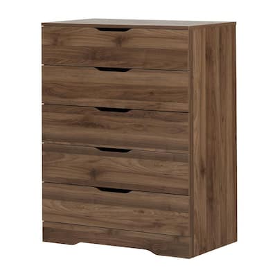 Holland 5-Drawer Natural Walnut Chest of Drawers
