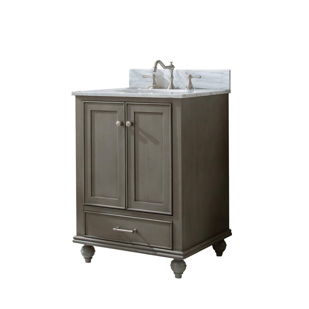 Melissa 24" Silver Gray Vanity with Carrara Marble Top