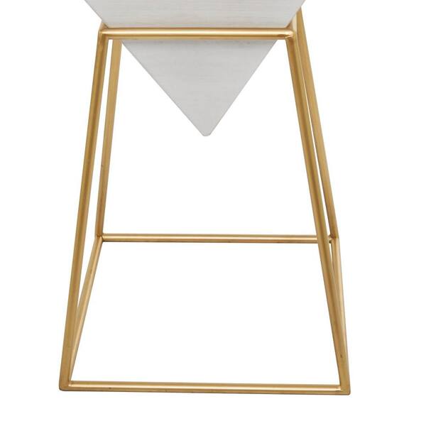 Litton Lane 14 in. White Inverted Pyramid Geometric Large