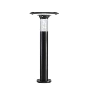 1-Light Black Aluminum Battery Operated Outdoor Waterproof Post Light with Integrated LED