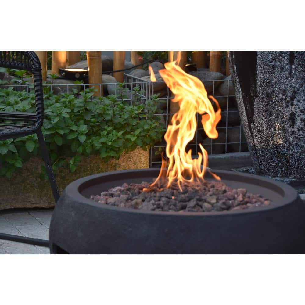 York Black Concrete Natural Gas Fire Pit Table