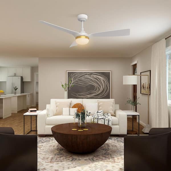 Striver II 52 in. Integrated LED Indoor White Smart Ceiling Fan with Light and Remote, Works with Alexa and Google Home