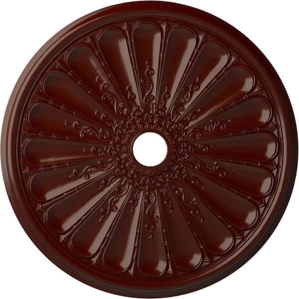 Ekena Millwork 1-1/2" x 31-1/2" x 31-1/2" Polyurethane Kirke Ceiling Medallion, Brushed Mahogany