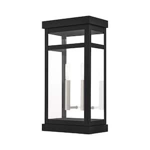 Wessex 18 in. 2-Light Black Outdoor Hardwired Wall Lantern Sconce with No Bulbs Included