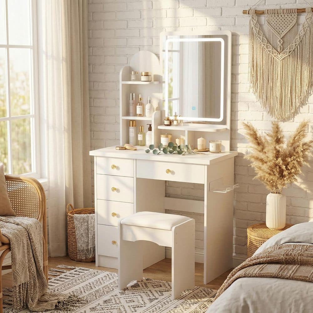 【ペカみつ】銀座ステファニーPLACENTIST (5箱セット) FUFU&GAGA 5-Drawers White Makeup Vanity Sets Dressing Table Sets
