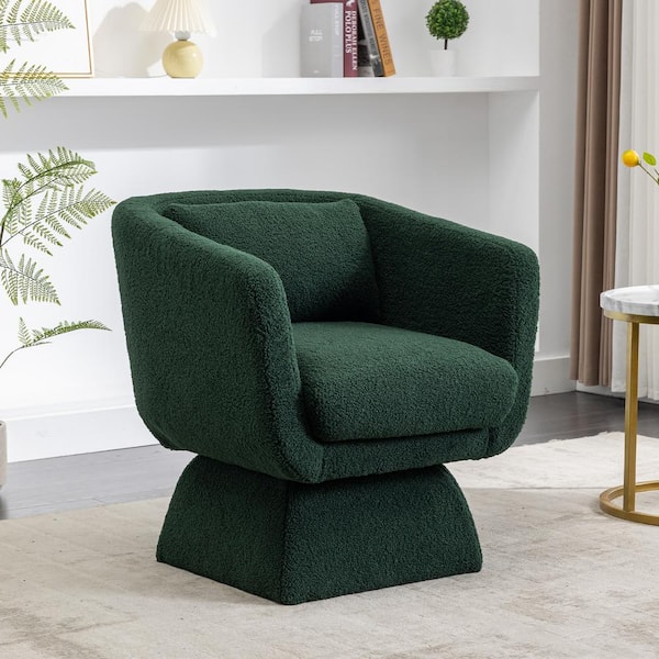 Green Velvet Upholstered Accent Swivel Chair Barrel Living Room Sofa Chair  with Movable Wheels and 3-Pillows ZT-W48790923 - The Home Depot
