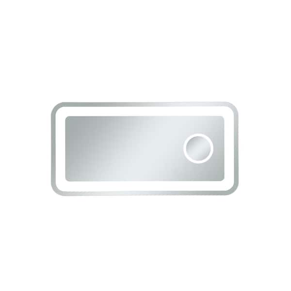 Unbranded Timeless Home 40 in. W x 20 in. H Modern Rectangular Metal Framed Magnifying LED Bathroom Vanity Mirror in Glossy White