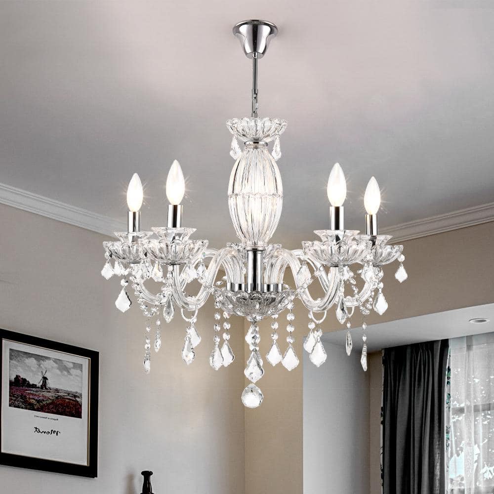 Maxax Atlanta 5 -Light Candle Style Traditional Chandelier with Crystal  Accents MX17020-5-P - The Home Depot