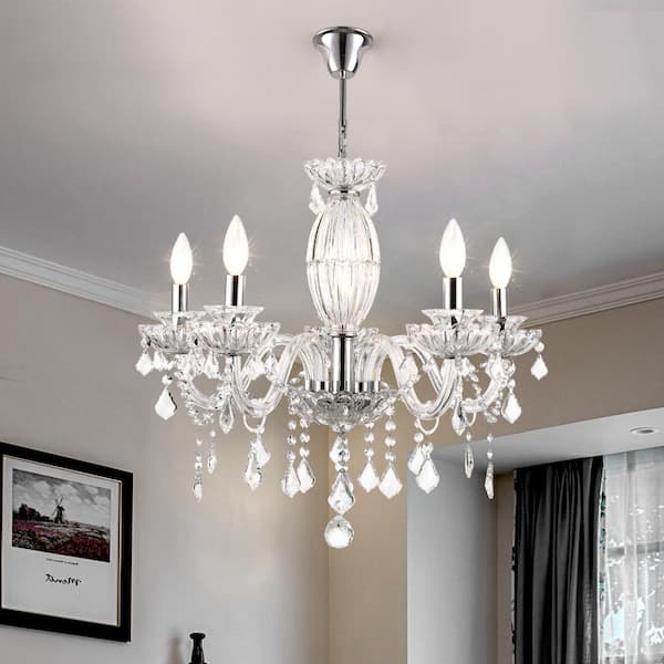 Atlanta 5 -Light Candle Style Traditional Chandelier with Crystal Accents