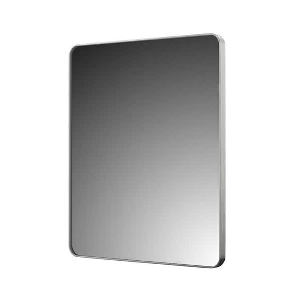 Unbranded 24 in. W x 30 in. H Rectangular Framed Wall Bathroom Vanity Mirror in Brushed Nickel