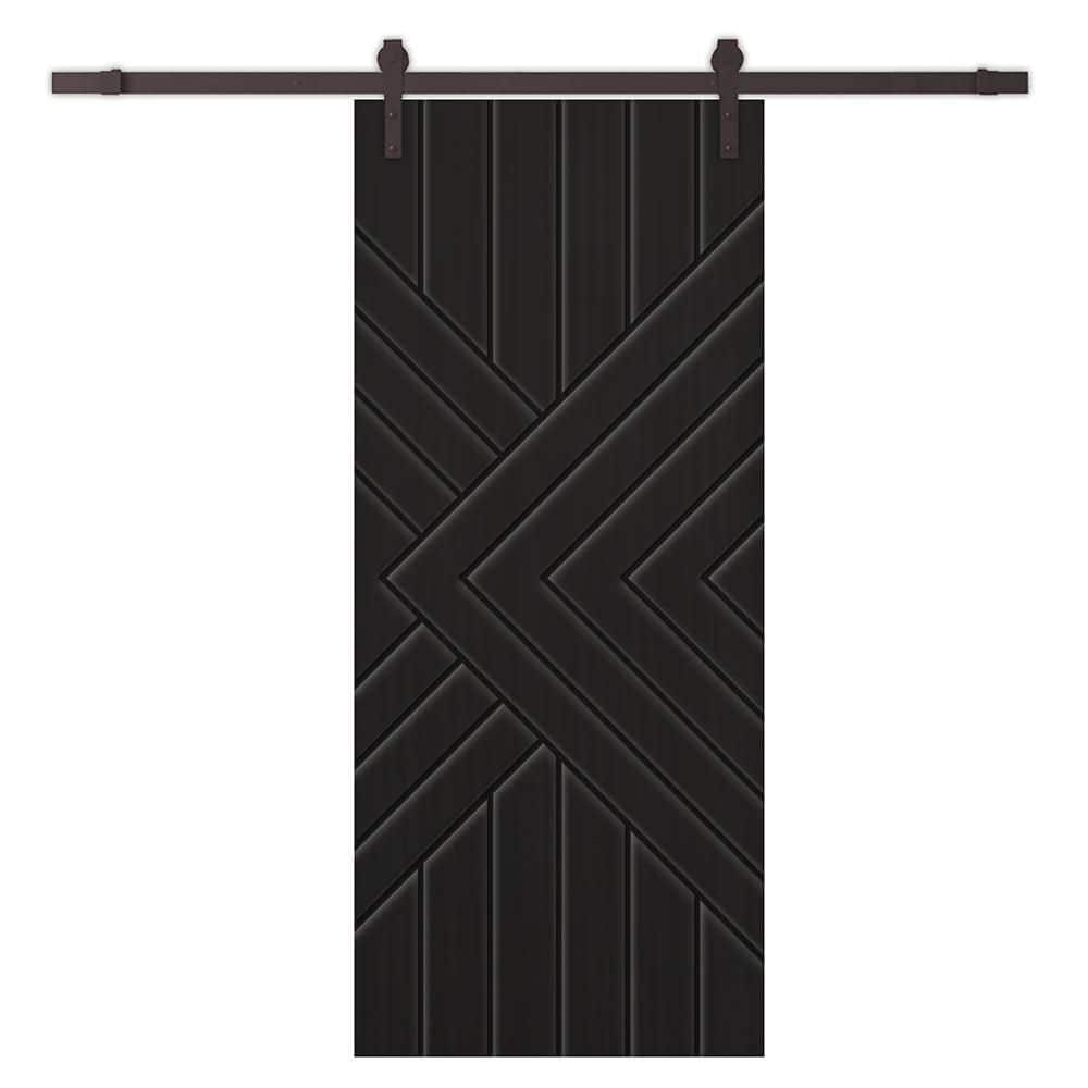 CALHOME 36 in. x 96 in. Black Stained Composite MDF Paneled Interior ...